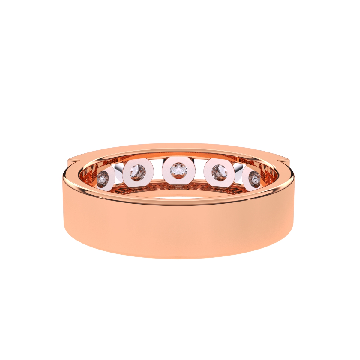 Dazzling Round Bezel Five Stone Wedding Band